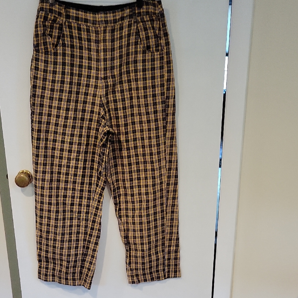 Free People Plaid Straight Leg Pants - High Waist